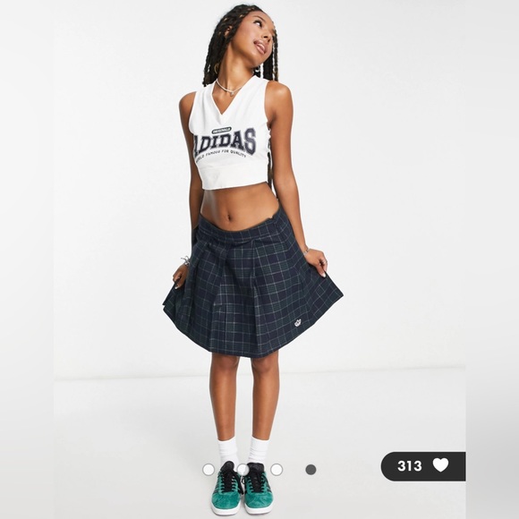 ADIDAS Originals 'Preppy Varsity' Checked Pleated Tennis Skirt - Picture 3 of 11